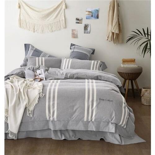 4pcs Bedding Set Queen KIng Size 100% Cotton Sheets Bedclothes Duvet Cover Bed Sheet Set stripe Bedding Bed Linen