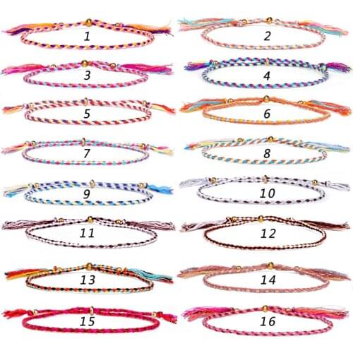 Colorful hand-woven rope lucky bracelet women adjustable Bracelet with bohemian copper Beads and tassel bracelet