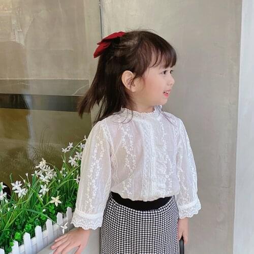 1-7T Lace Girls Shirts Toddler Kid Baby Autumn Clothes Long Sleeve Ruffles Blouses Elegant Cute Sweet Top Infant Streetwear