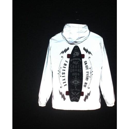 Free shipping Spring/autumn Jackets Men windbreaker hip hop reflective jacket casual jackets men and women lovers hooded coat