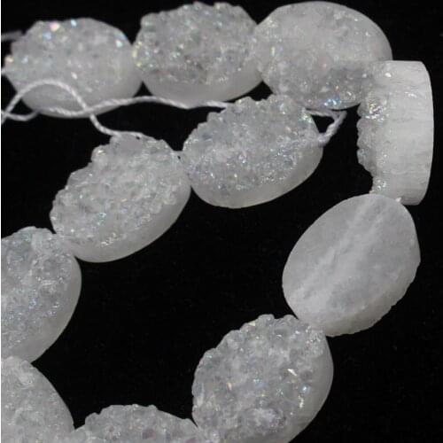 Mini. Order is $7!13x18mm druzy druse Natural White Agates Onyx Flat Egg Oval DIY Fa-store Spacer Loose Beads 11pcs