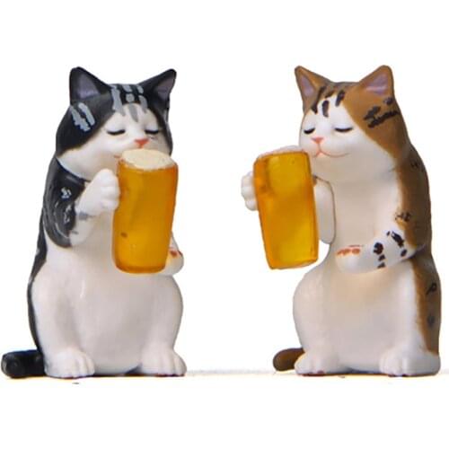 Mini Beer Cat Car Dashboard Decoration Automobiles Interior Toy Cartoon Puppy Figure Dolls Cute Toys For Car Ornaments Gifts
