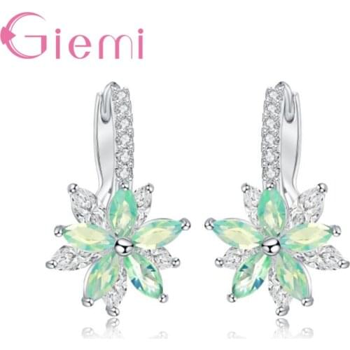 Fashion Girl Boucle Foreille Femme Romantic Stud Earrings Flower Cubic Zirconia For Women Party Girls Birthday Earings Jewelry