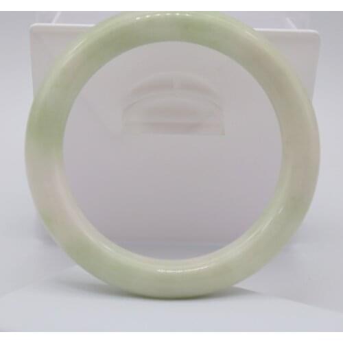 Men Women Charm Luxury Jewelry Accessories Genuine Silky DuShan Jade Bangle Bracelets Natural White With Light Green SZ 57-58mm