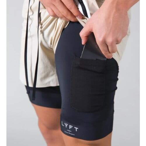 Mens Summer Quick-drying 2 in 1 Sports Running Shorts Jogging Fitness Shorts Gym Training Sports Shorts Male Casual Shorts