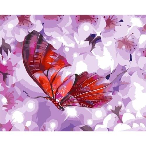Butterfly Among Flowers 40x50CM Painting By Numbers Animals On Canvas Pictures By Numbers Home Decoration DIY Minimalism Style