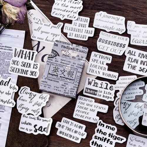 46 Pcs/Set English Newspaper Sticker Decorative Mobile Stickers Scrapbooking DIY Craft Stickers