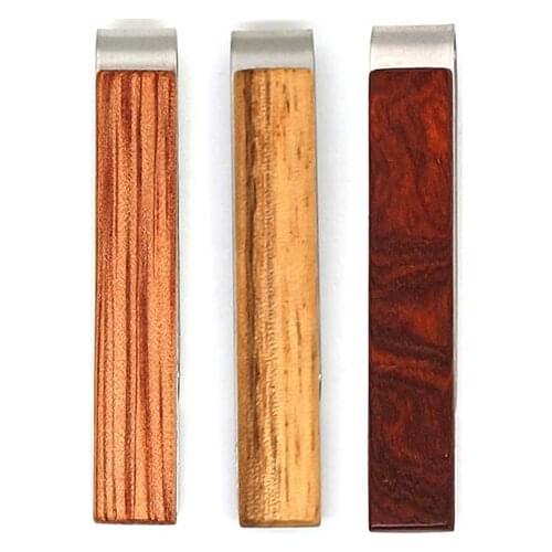 Linbaiway Novelty Wooden Ties Clips for Mens Shirt Tie Bars Wedding Gentlemen Wood Necktie Clips Bar Clip Man Accessory