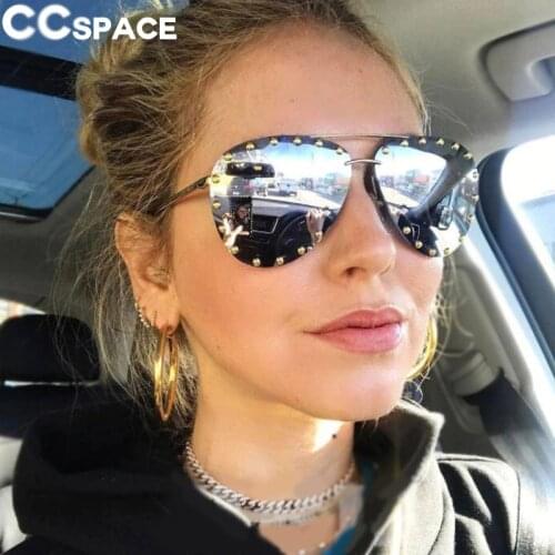 46423 Luxury Oversized Pilot Sunglasses Women Big Frame Sun Glasses Eyewear UV400 Retro Brand Designer