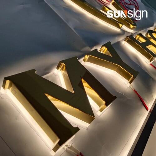 Outdoor 3D waterproof diy design back lit LED golden sign letters