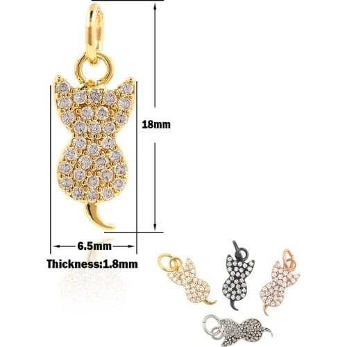 Kitten Pendant Cat Necklace CZ Micro Pave Animal Charm Jewelry DIY Bracelet Earring Accessories