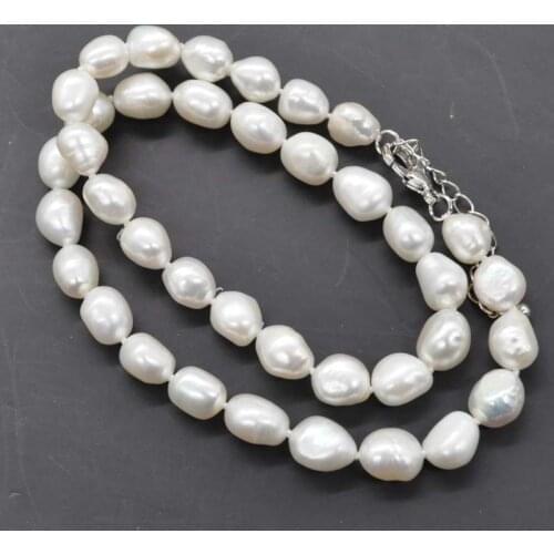 NEW Baroque 8-9mm white freshwater cultured pearl necklace lobster clasp