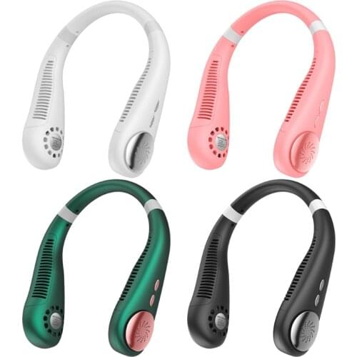3 Speeds Portable Neck Fan Hands Free Hanging Fan Headphone Design 4000mAh Battery Wearable Personal Fan for Summer
