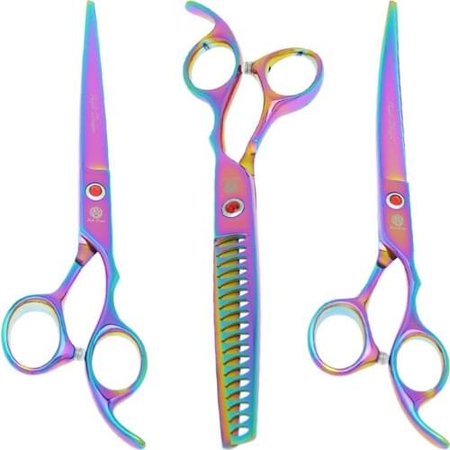 Purple Dragon 7 inch Professional Pet Scissors Japanese Steel 9CR Dog Grooming Shears Animal Fur Cutting Thinning Tools B0018B