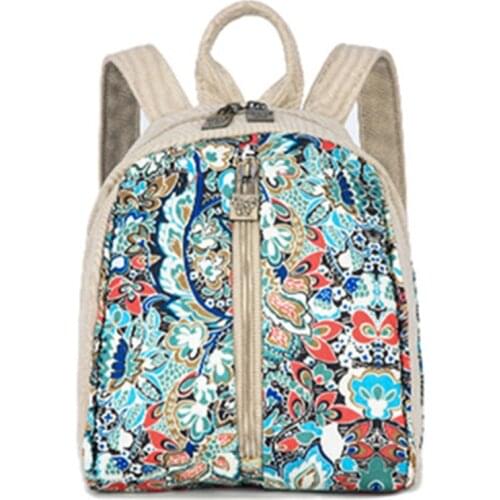 Anti-theft Backpack Women Small Bag High Quality Canvas Female Brand Backpack Travel Bag Floral Pattern Bag Bolsa Mochia Escolar