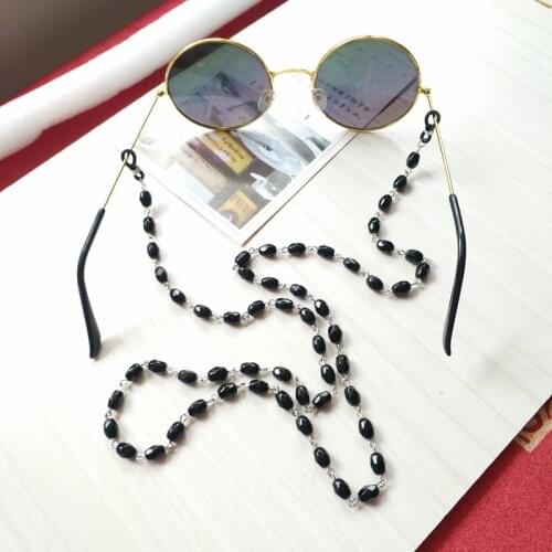 QIGO Black Crystal Sunglasses Chains Long Neck Strap Chain Fashion Women Eyeglasses Necklace Eyewear Accessories