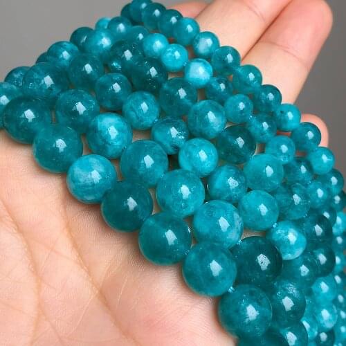 Blue Aquamarina Crystal Stone Beads Round Loose Spacer Beads for Jewelry Making Diy Women Bracelet Necklace 6/8/10mm 15"Inches