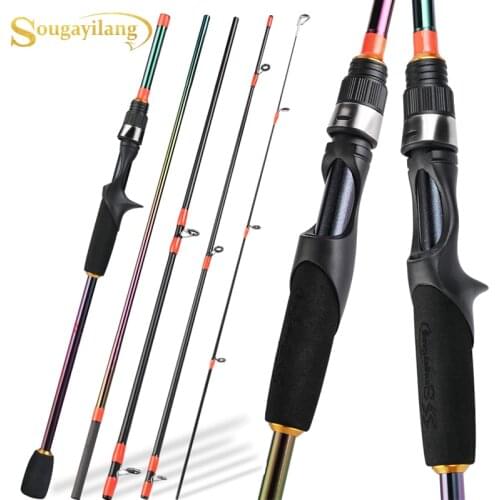 Sougayilang 5 Section Portable Fishing Rod 1.8-2.4m Ultralight Carbon Fiber Travel Spinning/Casting Fishing Rod Fishing Tackle