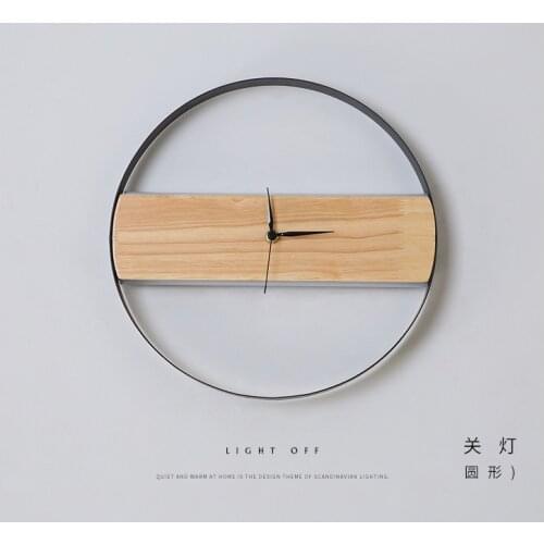 Led clock wall light Wood Creative Modern lighting Fashion Simple wall lamps Porch light Warm white light Bedroom Living Room