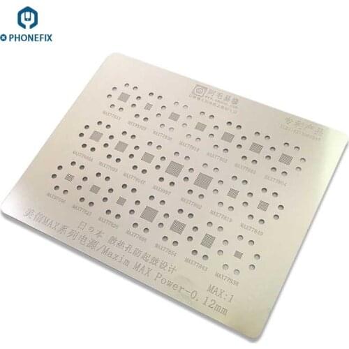 PHONEFIX 21 IN 1 BGA Reballing Stencil Template MAX77833 MAX98925 for Maxim MAX Series Power IC Repair Heat Plate 0.12MM