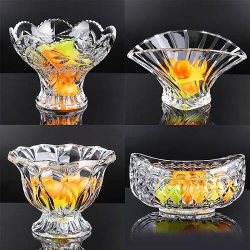 Creative crystal glass fruit plate fashion Yuanbao fruit plate fruit bowl fruit bucket European style living room fruit plate