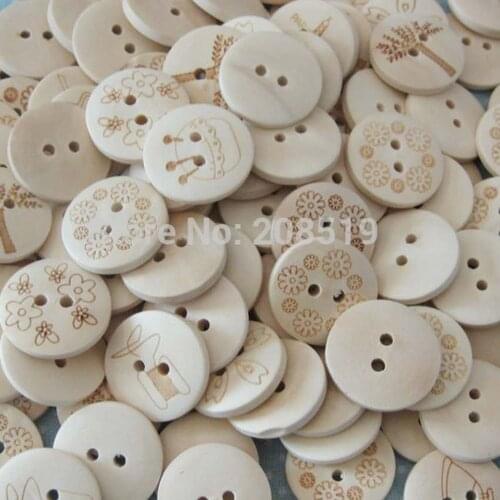 WBNNNO Round nature 20mm sewing wooden buttons 10pcs DIY craft decoration