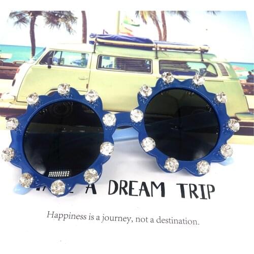 ZAOLIHU Bule Round Kids Sunglasses Luxury Diamond Crystal Baby Summer Sun Glasses 4-12 Years Children Eyewear UV400 Gafas De Sol