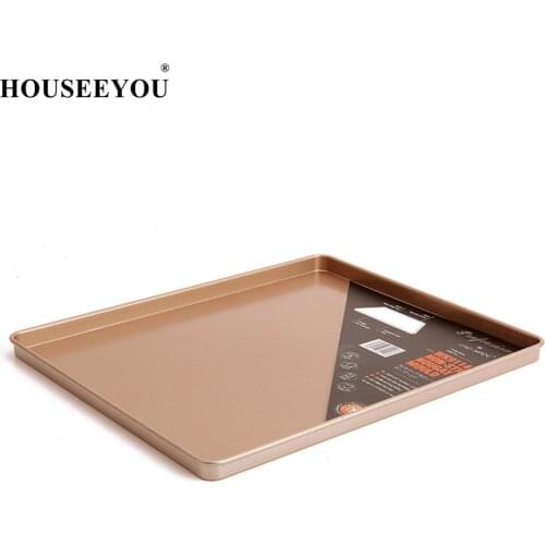 Golden Rectangle Non Stick Cake Pans Pizza Biscuit Cookies Pie Bread Loaf Baking Tray Dish Oven Home Bake DIY Cooking Tools