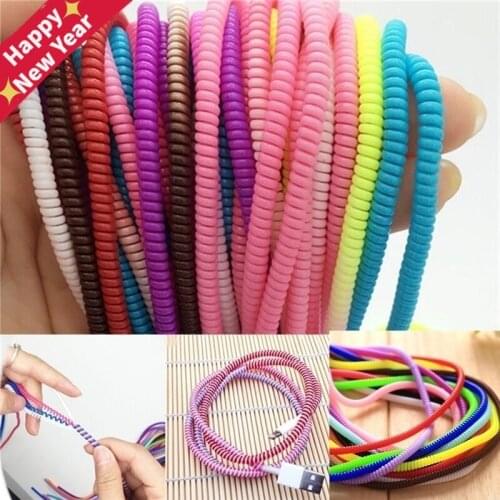 1/10Pcs/lot Spiral USB Data Charger Cable Cord Protector Wrap CableDIY Winder For iPhone 5 6 6S 7 8 Plus For Samsung HTC 50cm