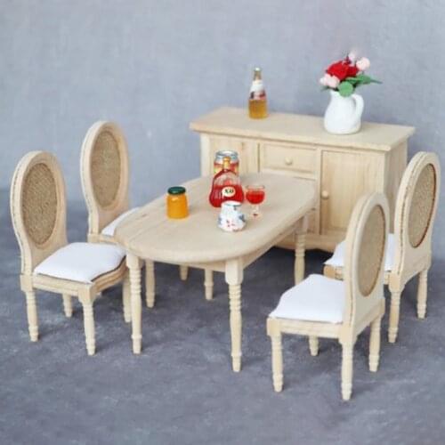 1/12 Dolls Miniature Furniture Wooden Unpainted Dining Chair For Dollhouse Doll HouseFurniture Decoration DollHouse Accessories