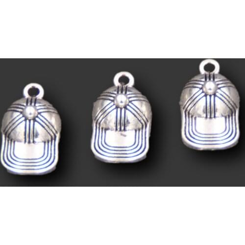 WKOUD 20pcs Trendy Alloy Hat BaseBall Cap 3D Charms Hat Pendant For DIY Jewelry Making Necklace Accessories