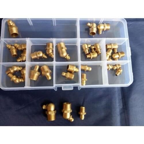 30pcs M6 M8 M10 M12 GB1153 copper nozzle cup curved oil nipple assortment set Free Shipping