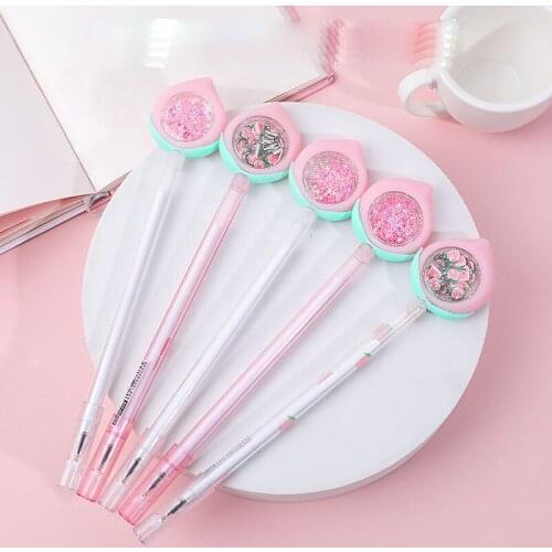 36 pcs/lot Kawaii Sequins Peach Pendant Gel Pen Cute 0.5mm black ink neutal pens School Officel Supplies Stationery gift