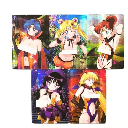 5pcs/set Sailor Moon Cosplay Halloween Toys Hobbies Hobby Collectibles Game Collection Anime Cards