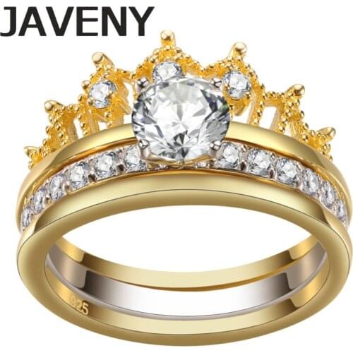 925 Sterling Silver Jewelry Princess Crown CZ Engagement Bridal Wedding Rings Sets for Women Birthday Gifts 8pcs Lots Wholesale