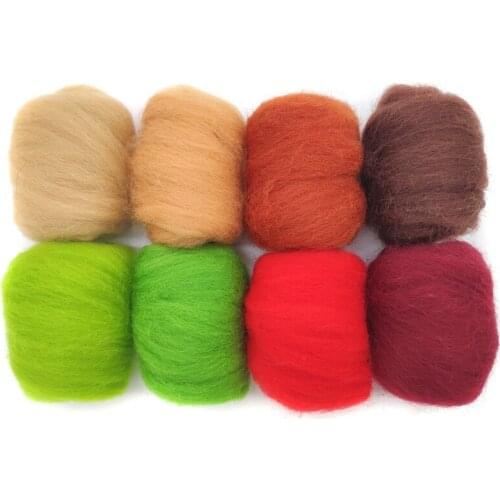 80g (8 Colorsx10g)Merino Wool Roving for Needle Felting Kit, 100% Pure Felting Wool, Soft Delicate, Can Touch the Skin (No. 12)