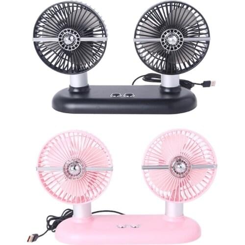 Dual Head Car Fan Automobile Vehicle Fan Powerful Quiet Ventilation Electric Car Fans with Comfortable USB Plug for Car
