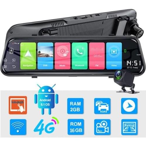 4G ADAS Android 8.1 2GB+16G RAM Car DVR 1080P Dual Lens Dash Camera GPS wifi FM Bluetooth Auto Registrator Rearview mirror