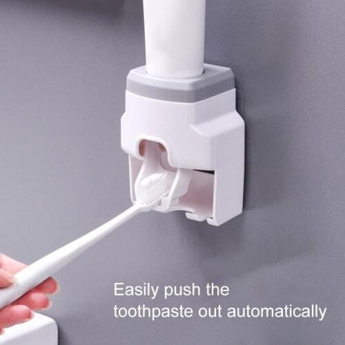 Toothbrush Holder Automatic Toothpaste Dispenser Set Dustproof Sticky Suction Wall Mounted Toothpaste Squeezer For Bathroom