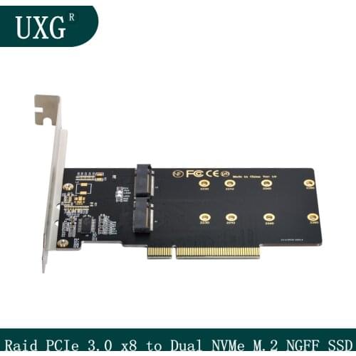 Dual 2X NVME M.2 AHCI to PCIE Express 3.0 Gen3 X8 X16 Raid Card VROC Raid0 Hyper Adapter