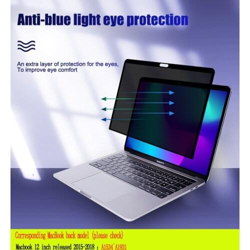 Privacy Filter Anti spy PET Screens protective film For MacBook 12 inch A1534 A1931 for 2015 2018 release