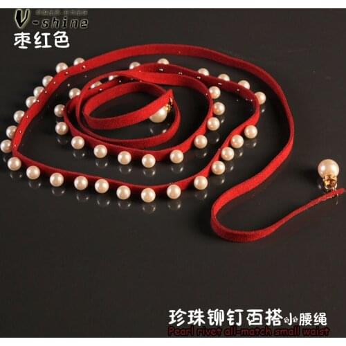 Brief all-match belly chain female fashion red pearl belt small waist rope one-piece dress waist decoration P194