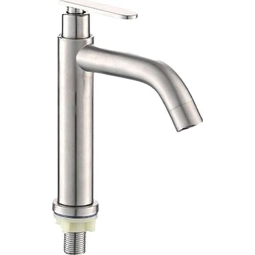 Basin Faucet Deck Mounted Kitchen Single Cold Toilet Wash Stainless Steel Useful Sink Handle Modern Mixer Water Tap Bathroom
