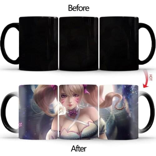 Creative Cute cartoon girl Heat Sensitive Cup Color Changing Mug Ceramic Drinkware For Tea Milk Coffee Mugs BSKT-154