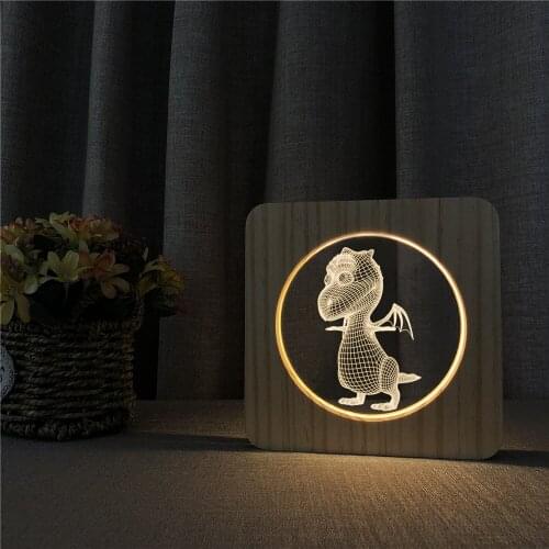 Small Dinosaue 3D USB LED Arylic Night Lamp Table Light Switch Control Carving Lamp for Childrens Room Decoration Dropshipping