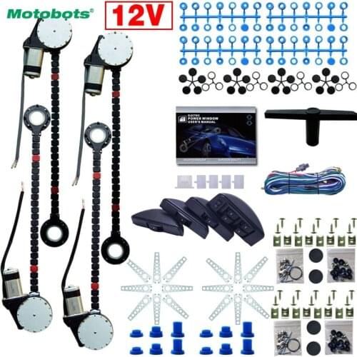 MOTOBOTS 1Set Universal Car/Auto 4 Doors Electronice Power Window kits 8pcs/Set Moon Swithces and Harnessb Cable DC12V
