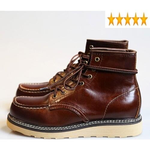 Leather Genuine 2021 Motorcycle New Fashion Retro Lace Up Boots High Quality Round Toe Male Casual Shoes Footwear