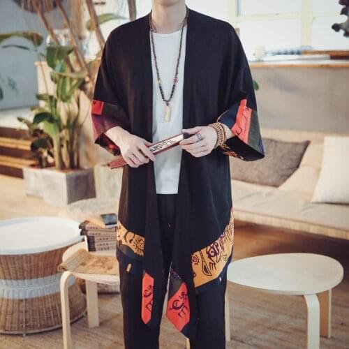 Mens kimono Japanese yukata men male vintage clothing linen Japanese kimono man shirt streetwear haori cosplay jacket 11308