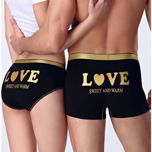 DENNYLITER New Cute Cotton Couple Underwear Lovers Cartoon Underpants Soft Modal Panties Women Underwear Men Boxer Shorts Cuecas