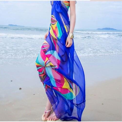 Newest Arrival Women Beach Shawl Printed Sun Protection Pareo Blanket Swimwear Wrap Shawl Scarf Wild Dressing Accessories